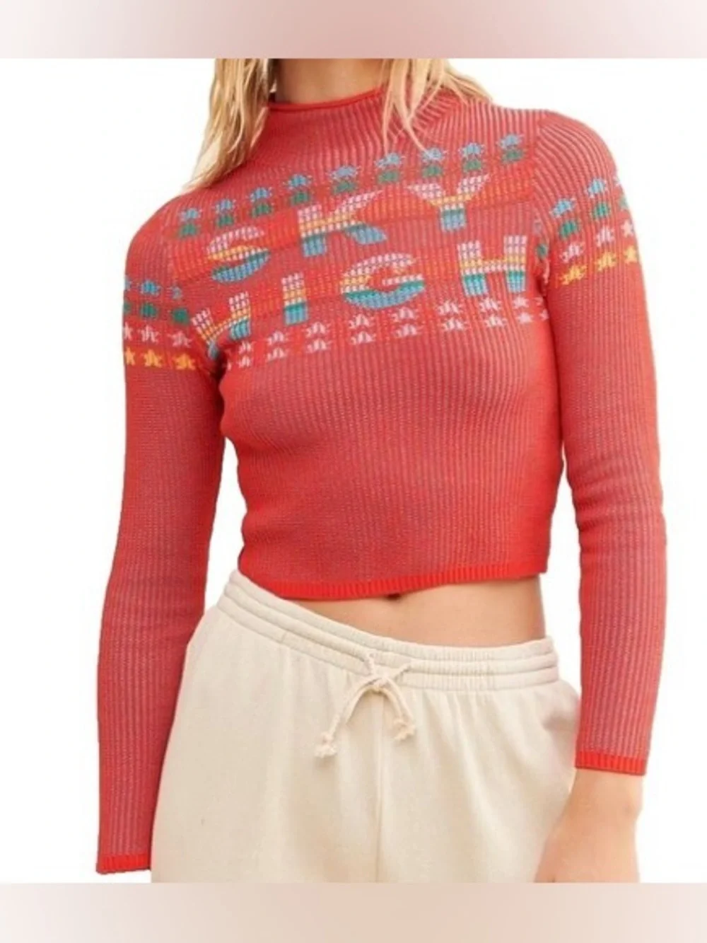 Urban Outfitters BDG Shauna Sky High Jacquard Sweater